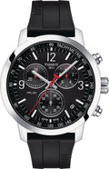 Tissot PRC 200 Chronograph Black Dial Black Rubber Strap Watch for Men - T114.417.17.057.00