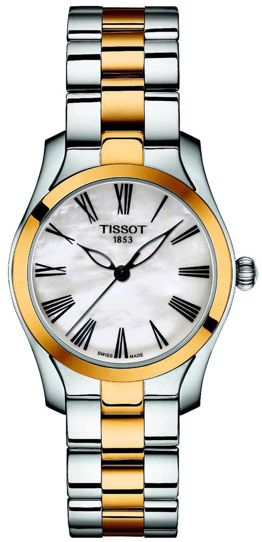 Tissot T Wave Quartz Mother of Pearl Dial Two Tone Steel Strap Watch for Women - T112.210.22.113.00