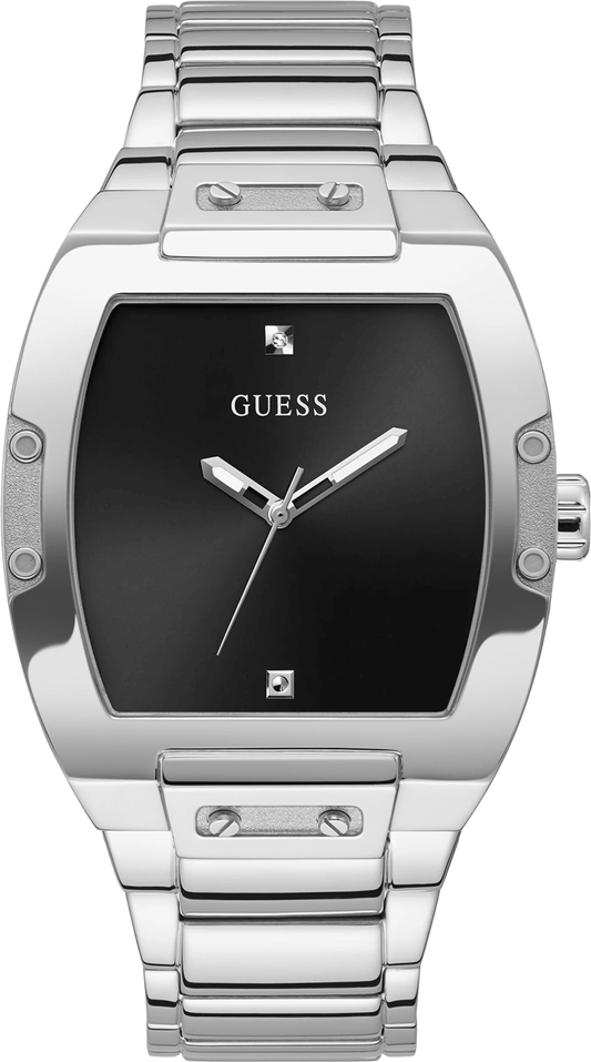 Guess Phoenix Black Dial Silver Steel Strap Watch for Men - GW0387G1