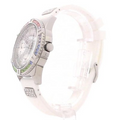 Guess Frontier Diamonds Silver Dial White Rubber Strap Watch for Women - GW0045L1