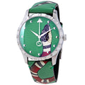 Gucci G Timeless Le Marche Des Merveilles Kingsnake Green Dial Green Leather Strap Unisex Watch - YA1264081