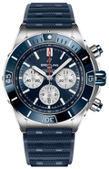 Breitling Super Chronomat B01 44 Blue Dial Blue Rubber Strap Watch for Men - AB0136161C1S1