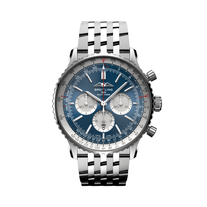 Breitling Navitimer B01 Chronograph 46 Blue Dial Silver Steel Strap Watch for Men - AB0137211C1A1