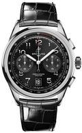 Breitling Premier B01 Chronograph 42 Black Dial Black Leather Strap Watch for Men - AB0145221B1P1