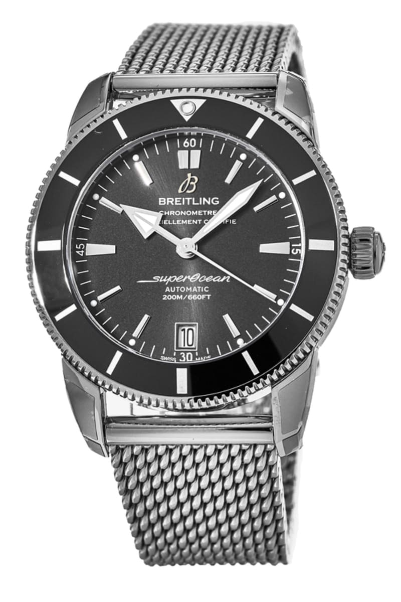 Breitling Superocean Heritage B20 Automatic 42 Black Dial Silver Mesh Bracelet Watch for Men - AB2010121B1A1