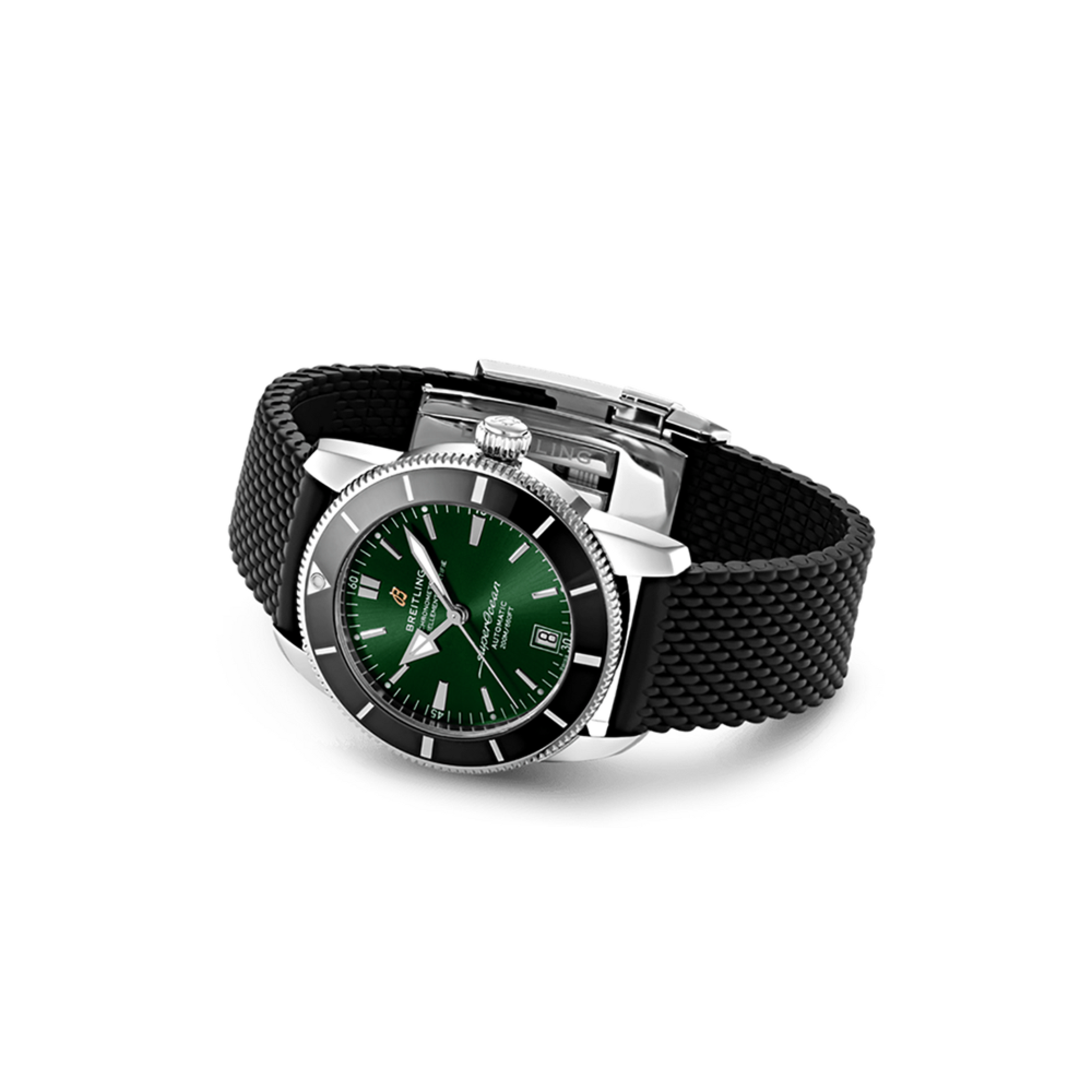 Breitling Superocean Heritage B20 Automatic 42 Green Dial Black Mesh Bracelet Watch for Women - AB2010121L1S1