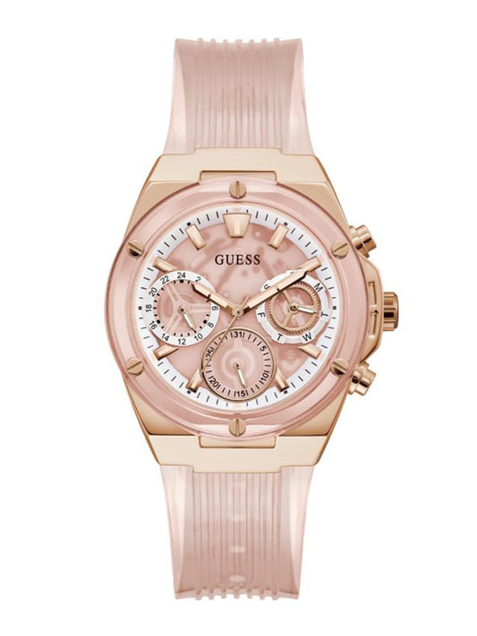 Guess Athena Rose Gold Dial Rose Gold Rubber Strap Watch for Women - GW0409L3