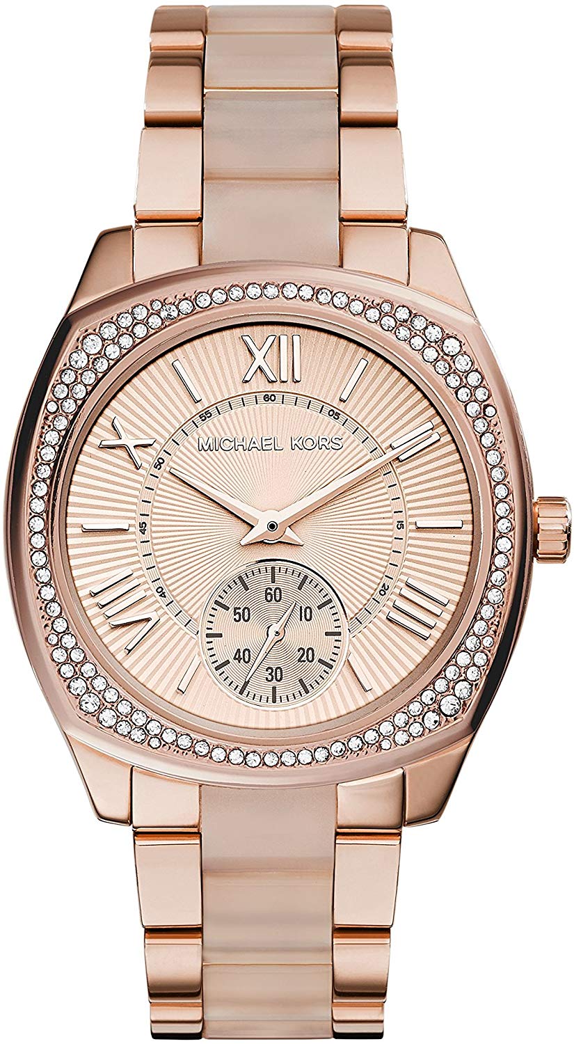 Michael Kors Bryn Rose Gold Dial Two Tone Steel Strap Watch for Women - MK6135