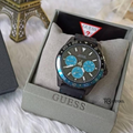 Guess Odyssey Quartz Black Dial Black Leather Strap Watch For Men - W1108G5