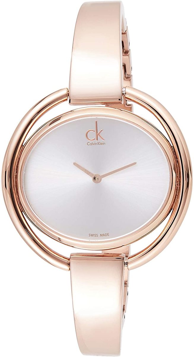 Calvin Klein Impetuos Silver Dial Rose Gold Steel Strap Watch for Women - K4F2N616