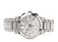 Burberry City Chronograph White Dial Silver Steel Strap Watch For Women - BU9700