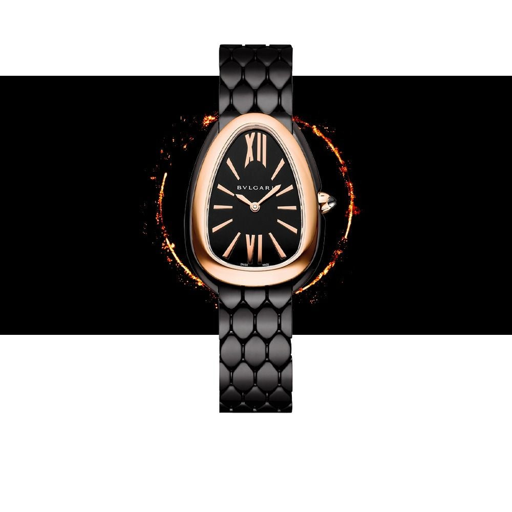 Bvlgari Serpenti Seduttori Black Dial Black Steel Strap Watch for Women - SERPENTI103704