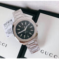 Gucci GG2570 Quartz Black Dial Silver Steel Strap Watch For Men - YA142301