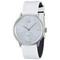 Calvin Klein Accent White Dial White Leather Strap Watch for Women - K2Y231K6