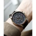 Tommy Hilfiger Shawn Multi Function Quartz Grey Dial Brown Leather Strap Watch for Men - 1791615