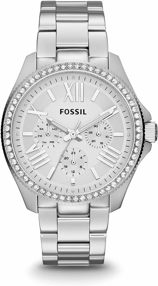 Fossil Cecile Chronograph Silver Dial Silver Steel Strap Watch for Women - AM4481