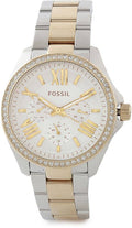 Fossil Cecile White Dial Two Tone Steel Strap Watch for Women - AM4543