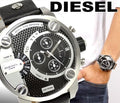 Diesel Little Daddy Black Dial Black Leather Strap Watch For Men - DZ7256