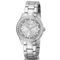 Guess Sparkler Diamonds Silver Dial Silver Steel Strap Watch for Women - GW0111L1