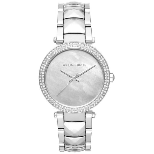 Michael Kors Parker Mother of Pearl Silver Steel Strap Watch for Women - MK6424