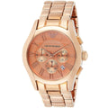 Emporio Armani Valente Chronograph Rose Gold Dial Rose Gold Steel Strap Watch For Men - AR0365