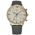 Emporio Armani Gianni Beige Dial Grey Leather Strap Watch For Men - AR0386