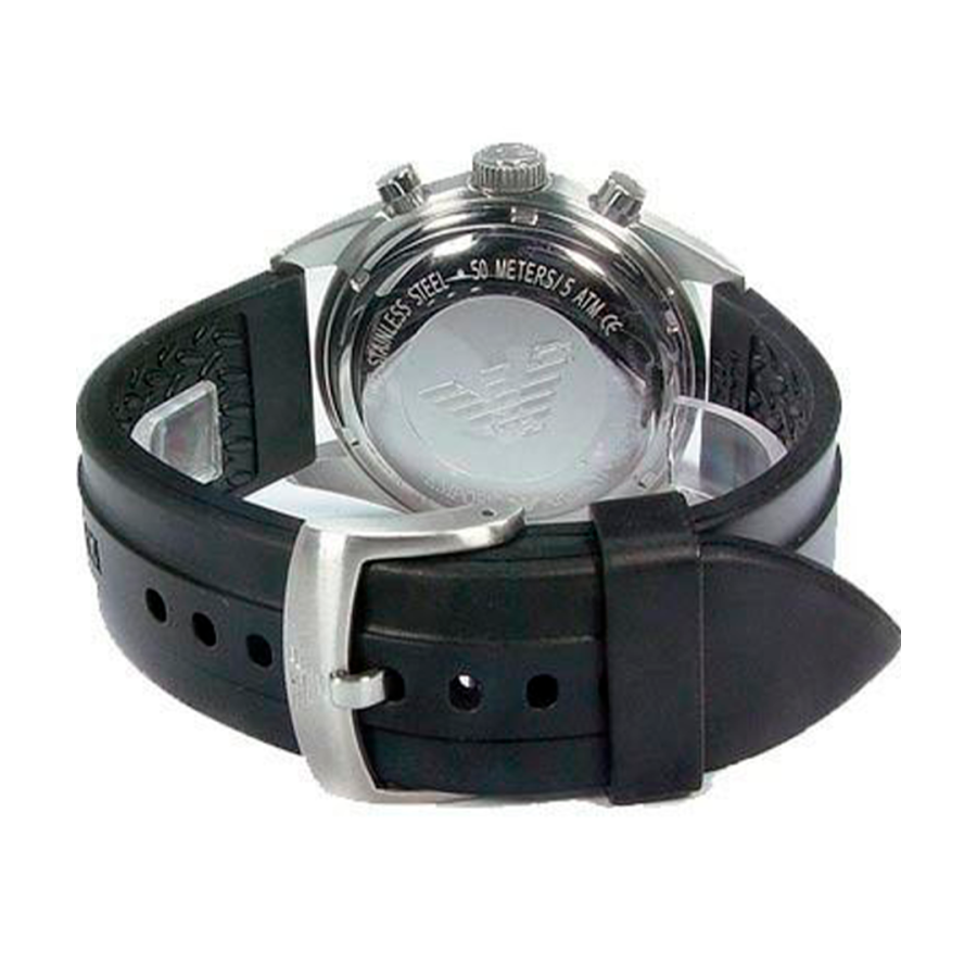 Emporio Armani Sportivo Chronograph Black Dial Black Rubber Strap Watch For Men - AR0527