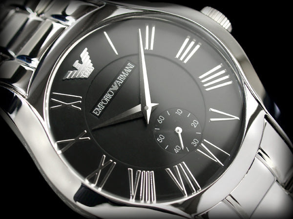 Emporio Armani Valente Black Dial Silver Steel Strap Watch For Men - AR0680