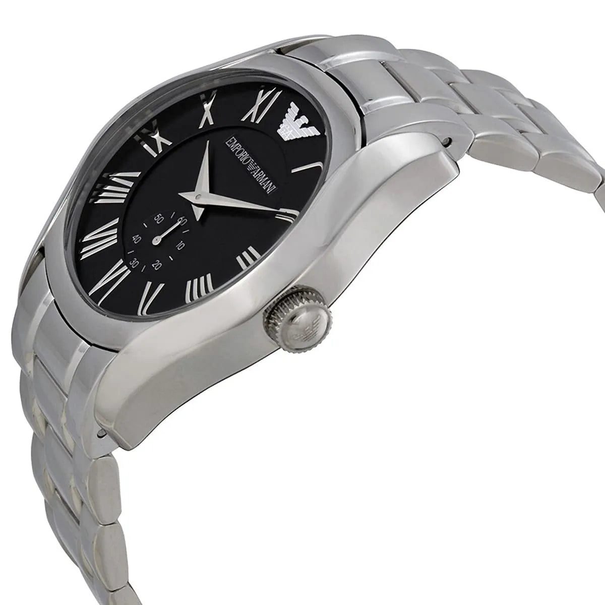 Emporio Armani Valente Black Dial Silver Steel Strap Watch For Men - AR0680