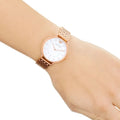 Emporio Armani Kappa Analog Mother of Pearl Dial Rose Gold Steel Strap Watch For Women - AR11006