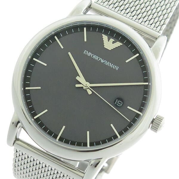 Emporio Armani Luigi Quartz Grey Dial Silver Mesh Bracelet Watch For Men - AR11069