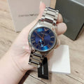 Emporio Armani Valente Quartz Blue Dial Silver Steel Strap Watch For Men - AR11085