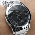 Emporio Armani Valente Quartz Black Dial Silver Steel Strap Watch For Men - AR11086