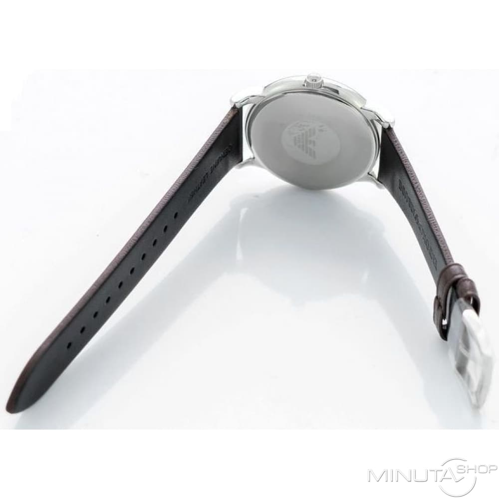 Emporio Armani White Dial Brown Leather Strap Watch For Men - AR11103