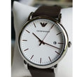 Emporio Armani White Dial Brown Leather Strap Watch For Men - AR11103