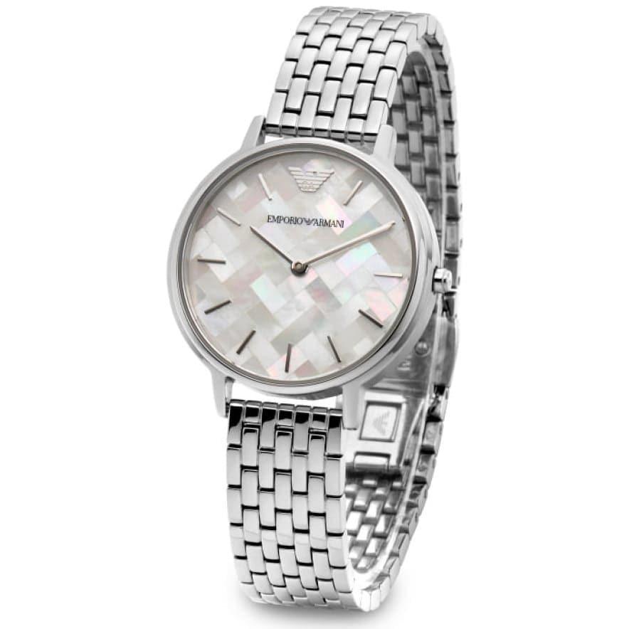 Emporio Armani Kappa Mother of Pearl Dial Silver Steel Strap Watch For Women - AR11112