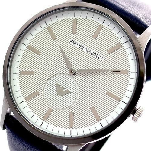 Emporio Armani Renato White DIal Blue Leather Strap Watch For Men - AR11119