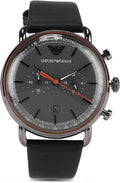 Emporio Armani Aviator Grey Dial Grey Leather Strap Watch For Men - AR11168