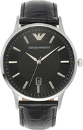 Emporio Armani Renato Analog Black Dial Black Leather Strap Watch For Men - AR11186