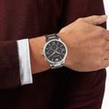 Emporio Armani Giovanni Chronograph Black Dial Silver Steel Strap Watch For Men - AR11208