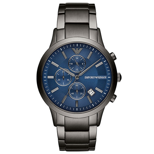Emporio Armani Renato Chronograph Blue Dial Grey Stainless Steel Watch For Men - A11215