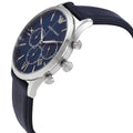 Emporio Armani Giovanni T Bar Chronograph Quartz Blue Dial Blue Leather Strap Watch For Men - AR11226