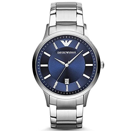 Emporio Armani Giovanni Quartz Blue Dial Silver Steel Strap Watch For Men - AR11227