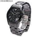 Emporio Armani Valente Chronograph Ceramic Black Dial Black Steel Strap Watch For Men - AR1400