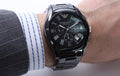 Emporio Armani Valente Chronograph Ceramic Black Dial Black Steel Strap Watch For Men - AR1400