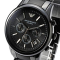 Emporio Armani Ceramica Chronograph Black Dial Black Steel Strap Watch For Men - AR1452