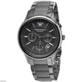 Emporio Armani Ceramica Chronograph Black Dial Black Steel Strap Watch For Men - AR1452