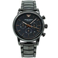 Emporio Armani Luigi Ceramic Chronograph Black Dial Black Steel Strap Watch For Men - AR1509