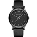 Emporio Armani Luigi Black Dial Black Leather Strap Watch For Men - AR1732