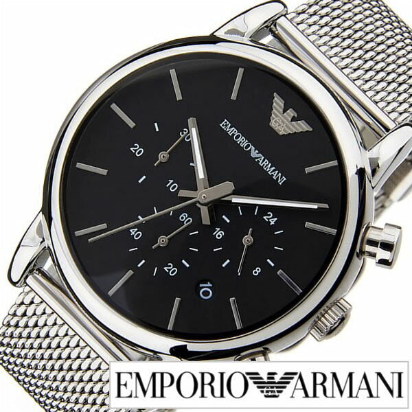 Emporio Armani Luigi Chronograph Black Dial Silver Mesh Bracelet Watch For Men - AR1811